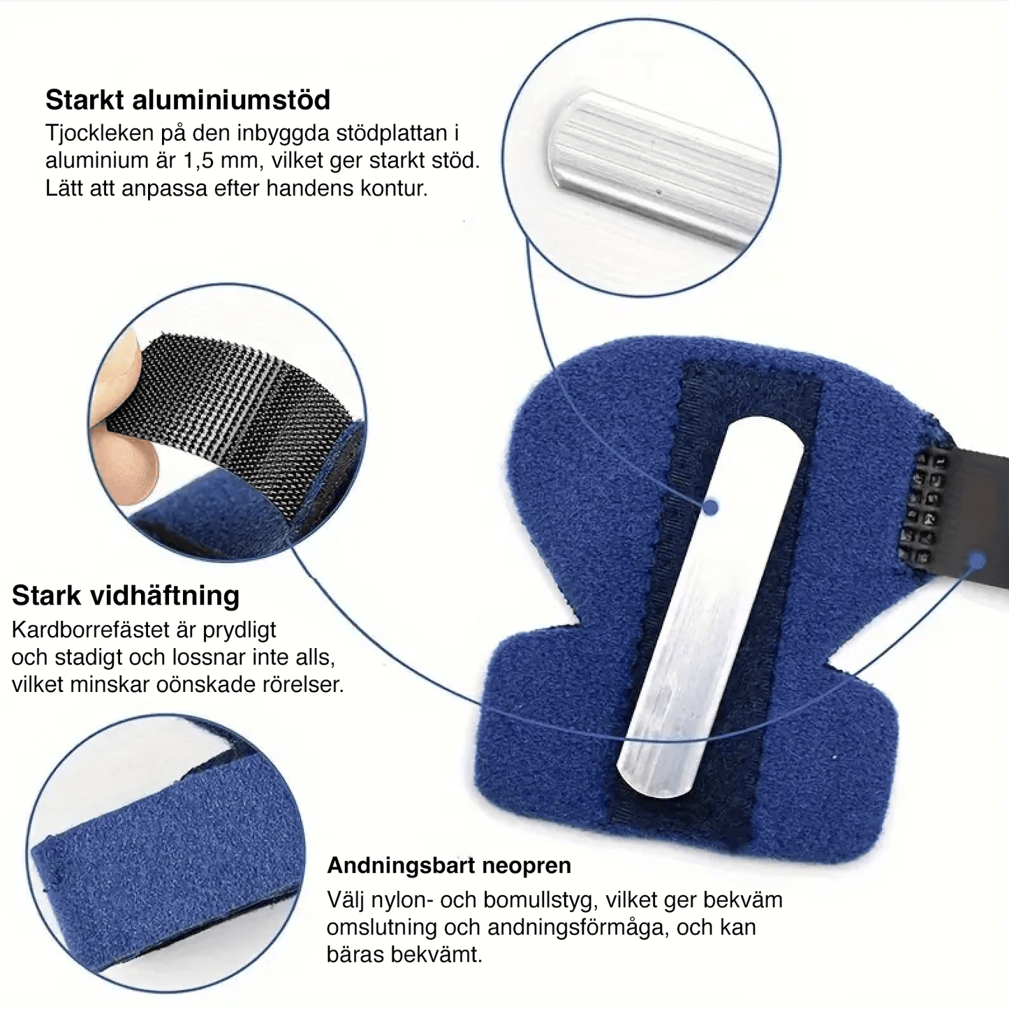 Justerbar fingerskena med aluminiumstöd