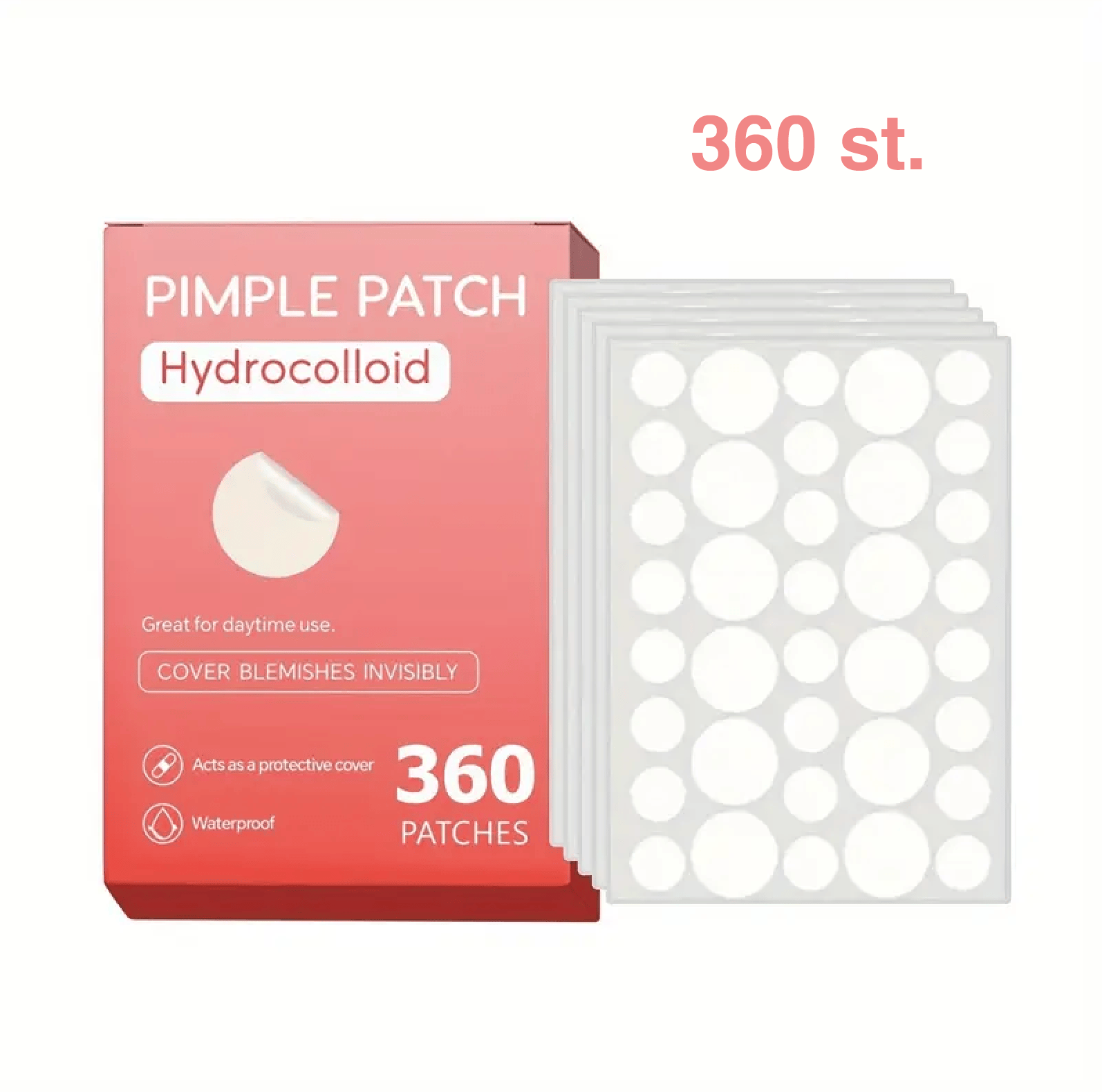 Förpackning med 360 hydrokolloida akneplåster