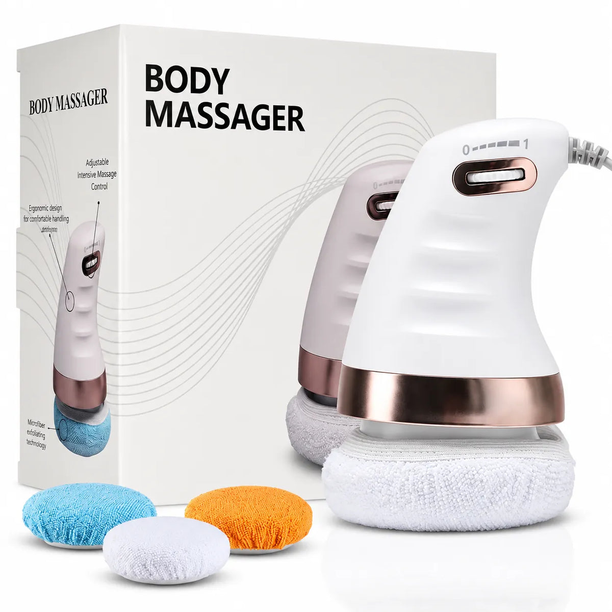 Cellulit massage maskin med utbytbara massageöverdrag och justerbar intensitet.