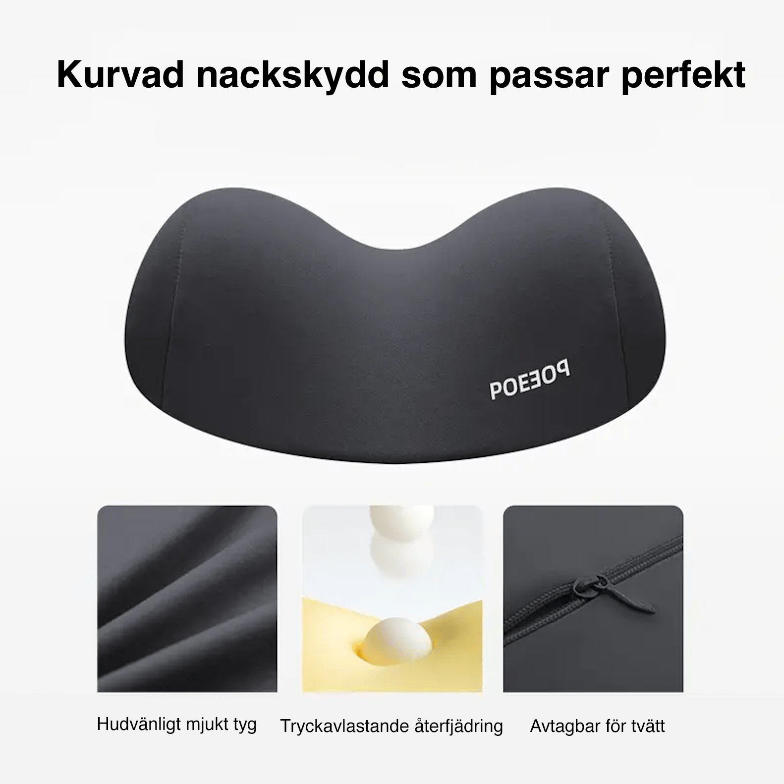 Kurvad nackkudde som följer nackens naturliga form