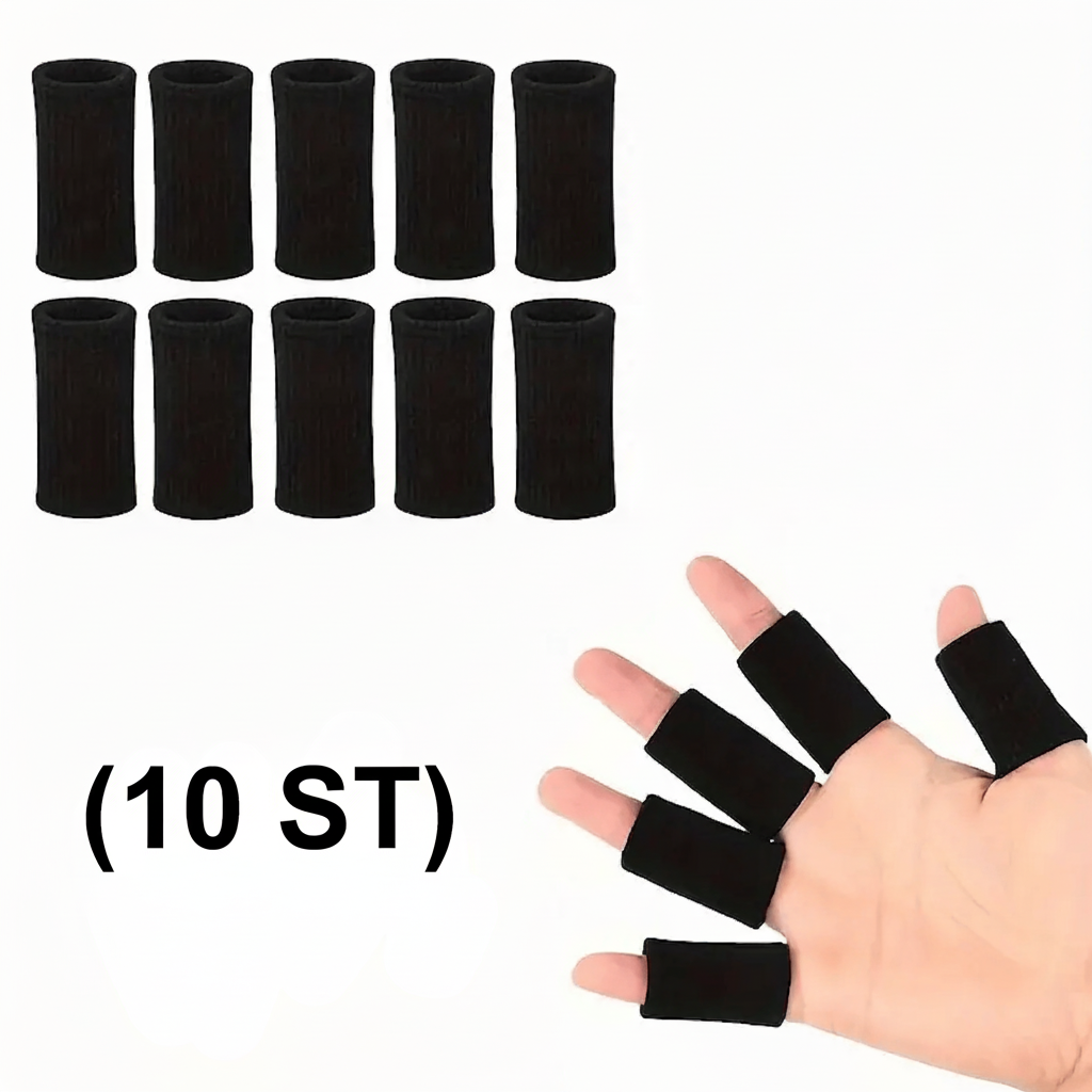 Set med elastiska fingerhylsor i svart