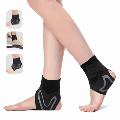 Stabiliserande fotledsstöd med kompression och justerbar rem