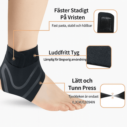 Stabiliserande fotledsstöd med kompression och justerbar rem