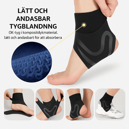 Stabiliserande fotledsstöd med kompression och justerbar rem