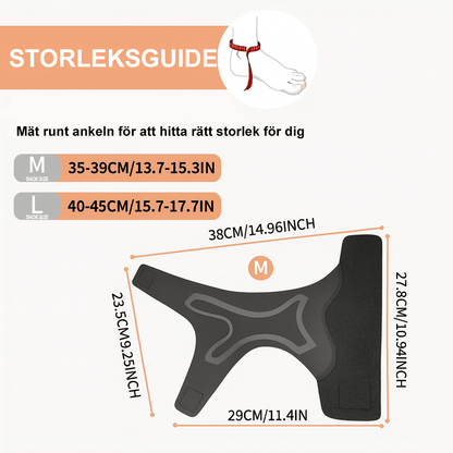 Stabiliserande fotledsstöd med kompression och justerbar rem