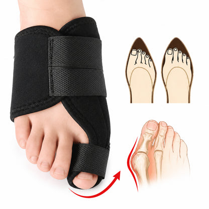 Nattskena för hallux valgus med justerbara kardborreband som hjälper till att rikta stortån och ge stabilt stöd under vila och sömn.