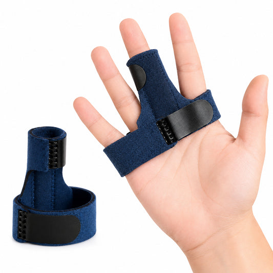 Justerbar fingerskena med aluminiumstöd som stabiliserar fingret och ger stöd vid skador, stukningar och återhämtning.