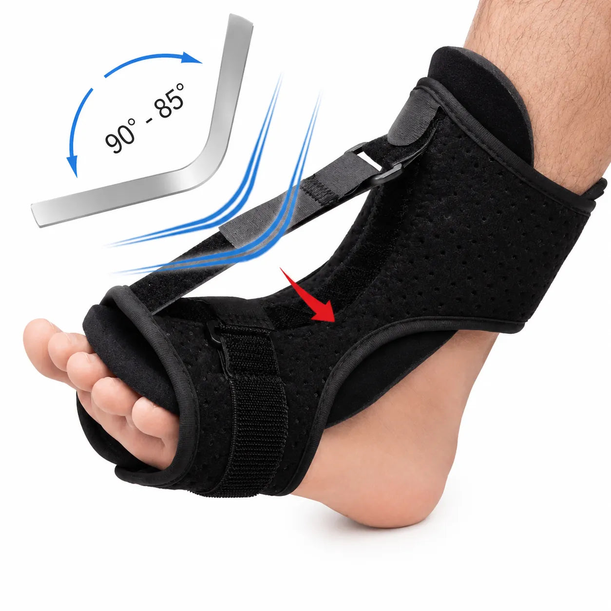 Nattskena med justerbar position för fot och fotled