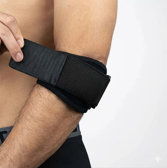 Justerbart stöd för tennisarmbåge som ger riktad avlastning