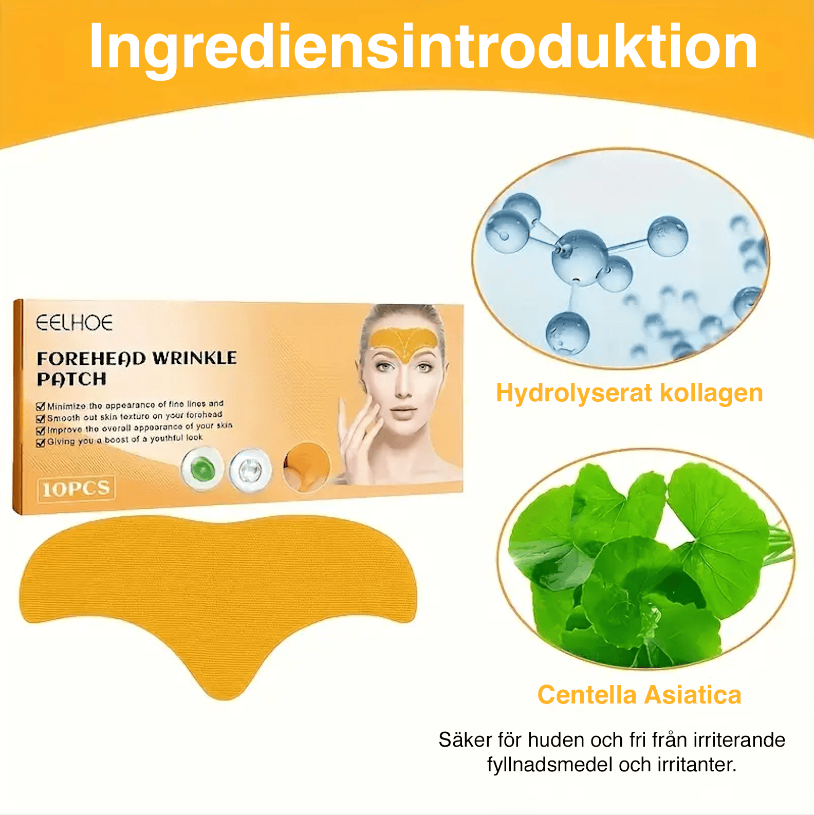 Hudvårdsplåster med kollagen och centella asiatica