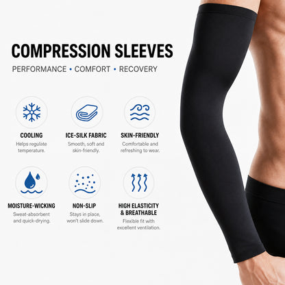 Kompressionsärm för sport med ventilerande och elastiskt material som ger stöd, komfort och återhämtning vid träning och aktivitet.