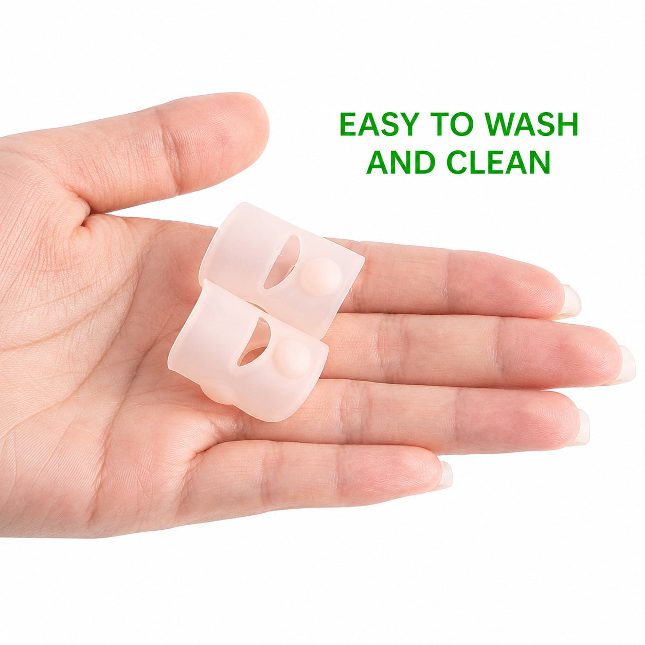Nageltrångsskydd i mjuk silikon som är enkelt att rengöra och återanvända för daglig komfort och hygien.