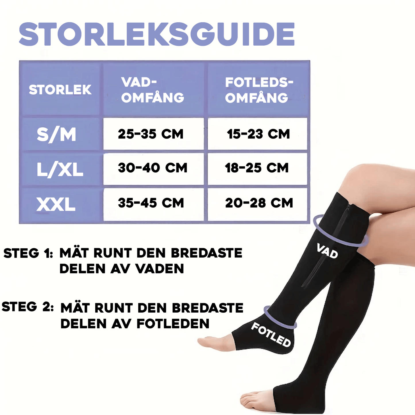 Stödstrumpor med blixtlås