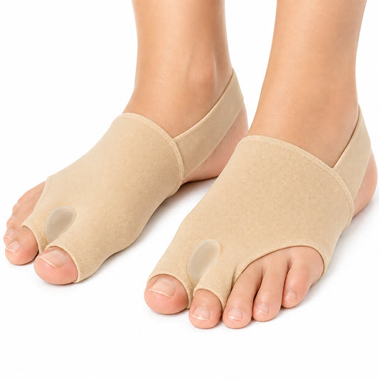 Tåseparator för hallux valgus som separerar stortån från intilliggande tå och ger riktat stöd.