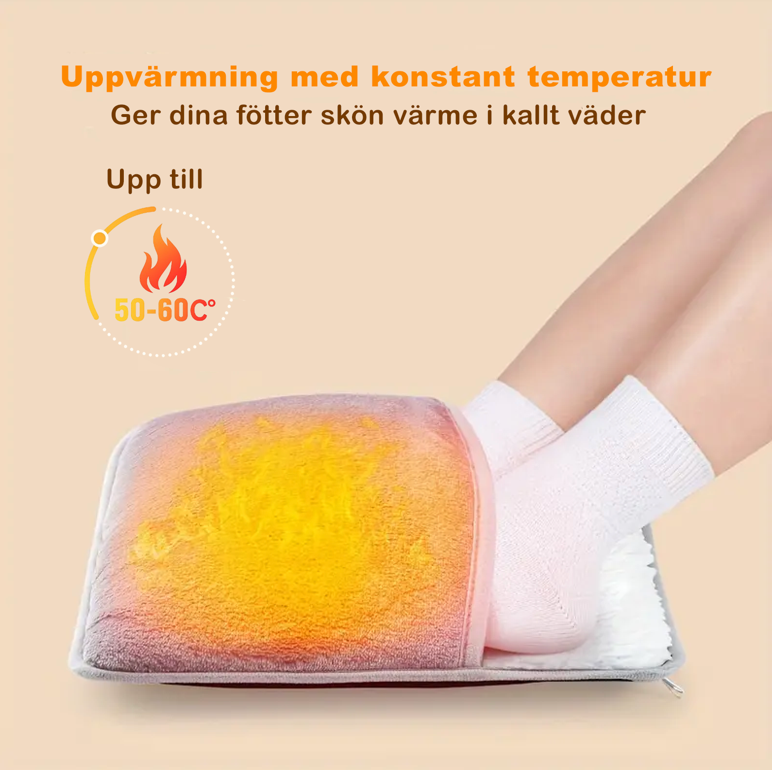 USB-driven fotvärmare för kalla fötter (50-60°C)